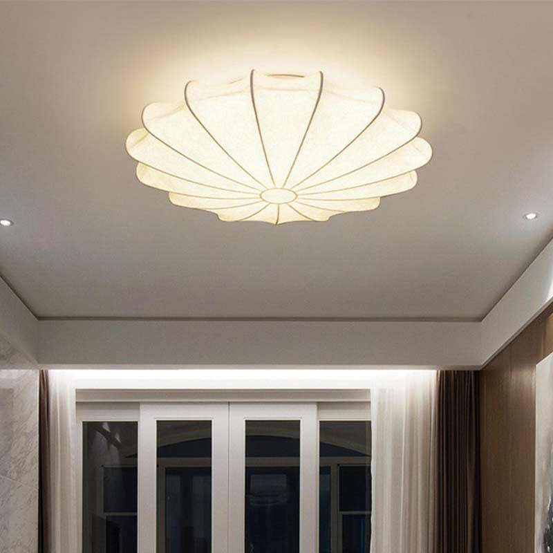 Japanese Round Iron Silk 3-Light Flush Mount