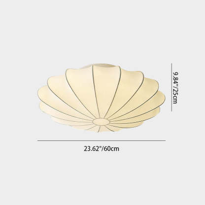 Japanese Round Iron Silk 3-Light Flush Mount