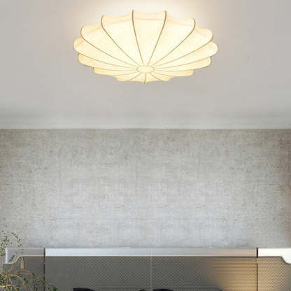 Japanese Round Iron Silk 3-Light Flush Mount