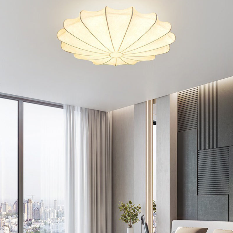 Japanese Round Iron Silk 3-Light Flush Mount