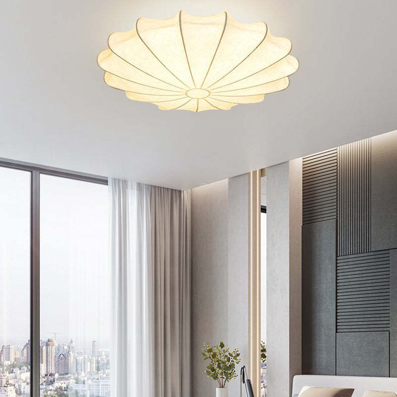 Japanese Round Iron Silk 3-Light Flush Mount