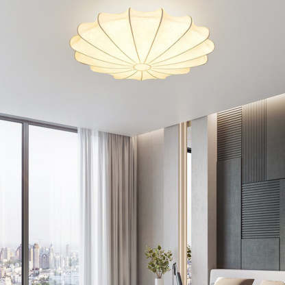 Japanese Round Iron Silk 3-Light Flush Mount