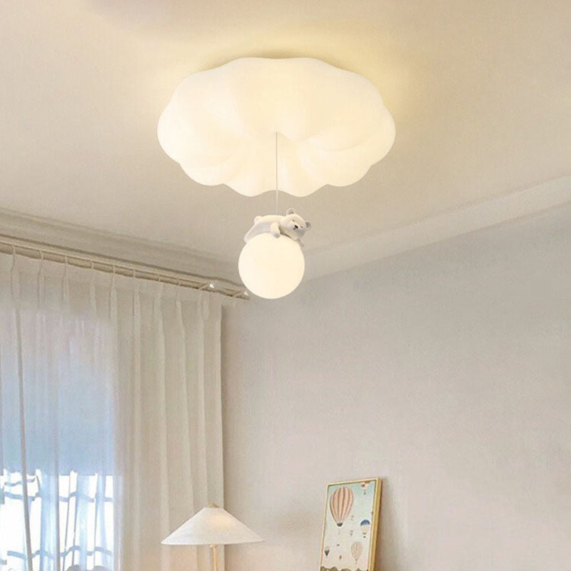 Contemporary Cloud Iron Plastic LED Kids Flush Mount Light