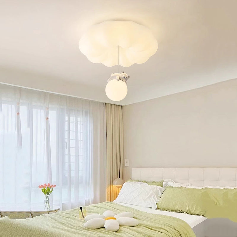 Contemporary Cloud Iron Plastic LED Kids Flush Mount Light