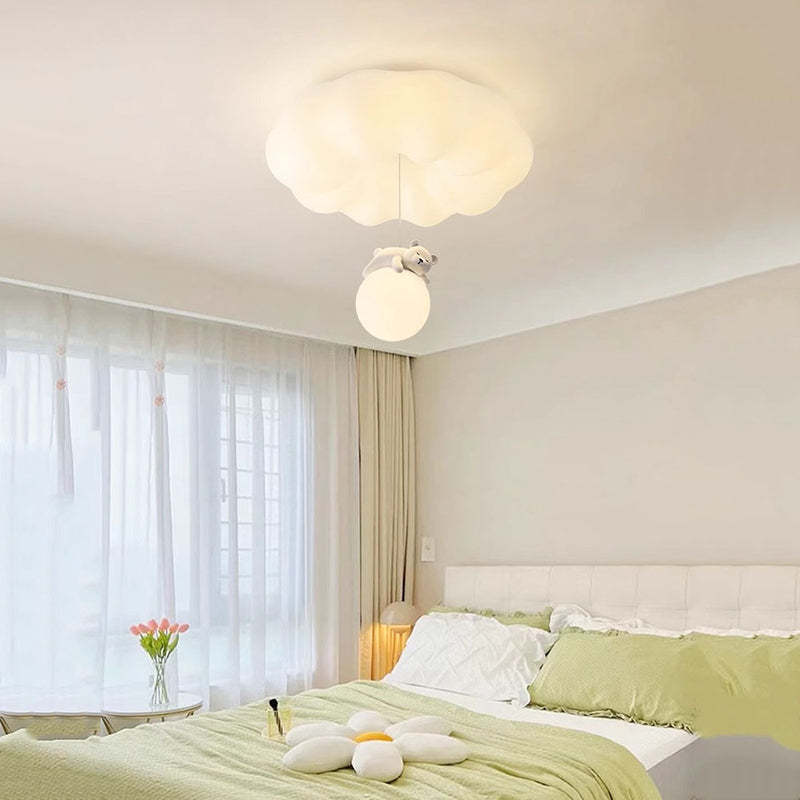 Contemporary Cloud Iron Plastic LED Kids Flush Mount Light