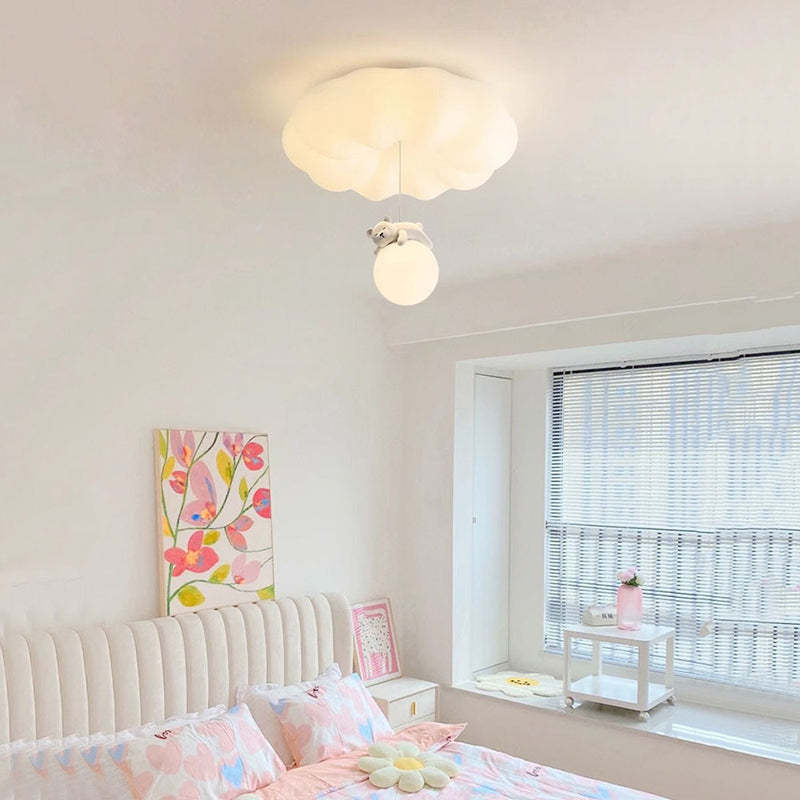 Contemporary Cloud Iron Plastic LED Kids Flush Mount Light