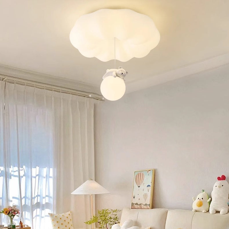 Contemporary Cloud Iron Plastic LED Kids Flush Mount Light