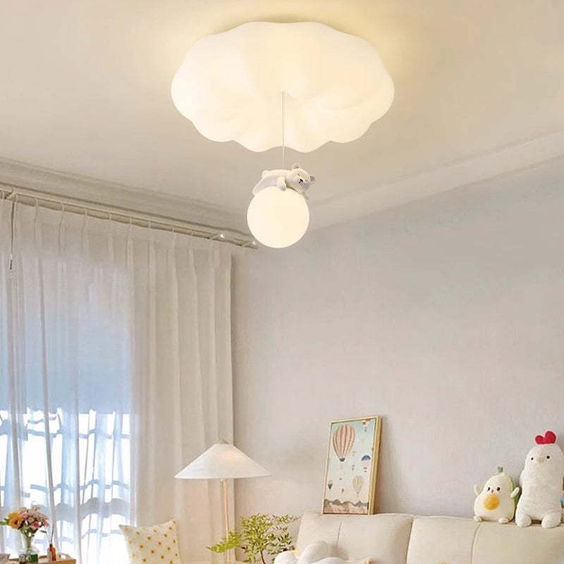 Contemporary Cloud Iron Plastic LED Kids Flush Mount Light