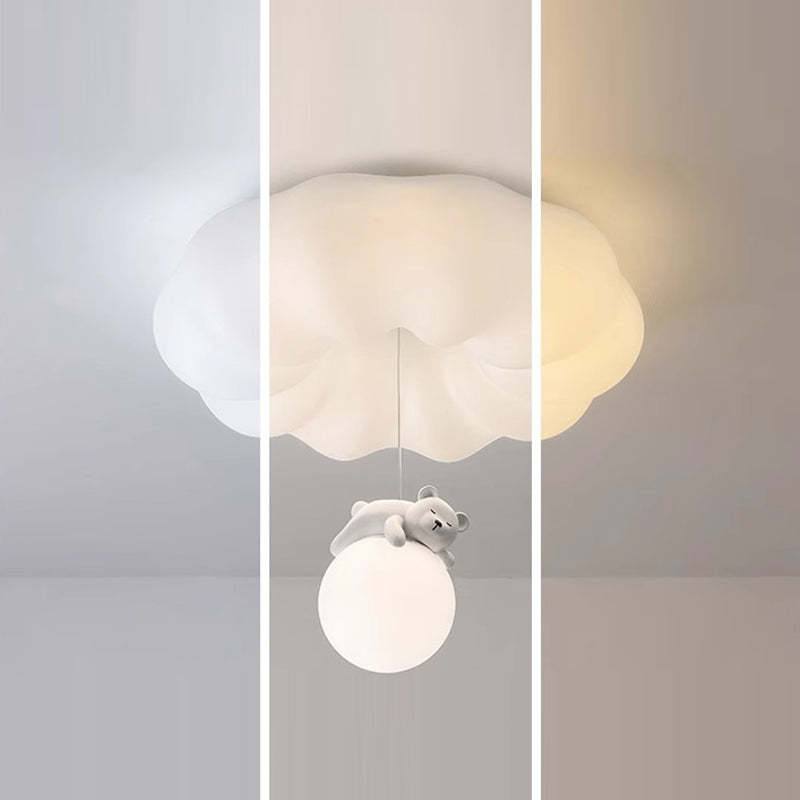Contemporary Cloud Iron Plastic LED Kids Flush Mount Light