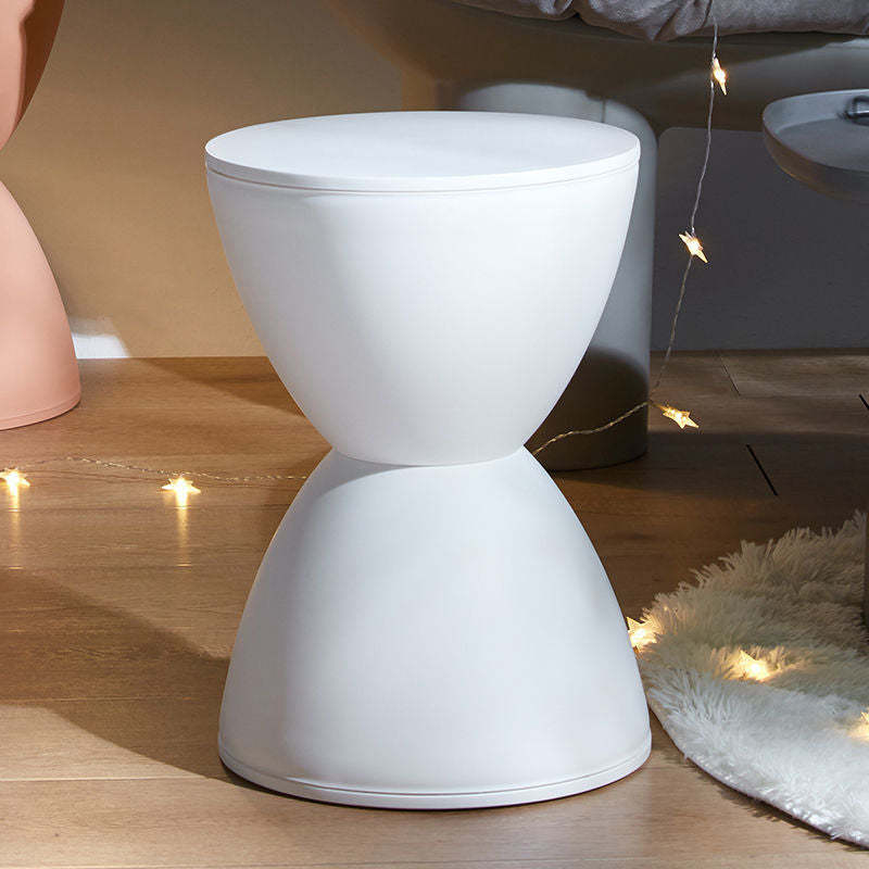 Minimalist low hourglass white low stools