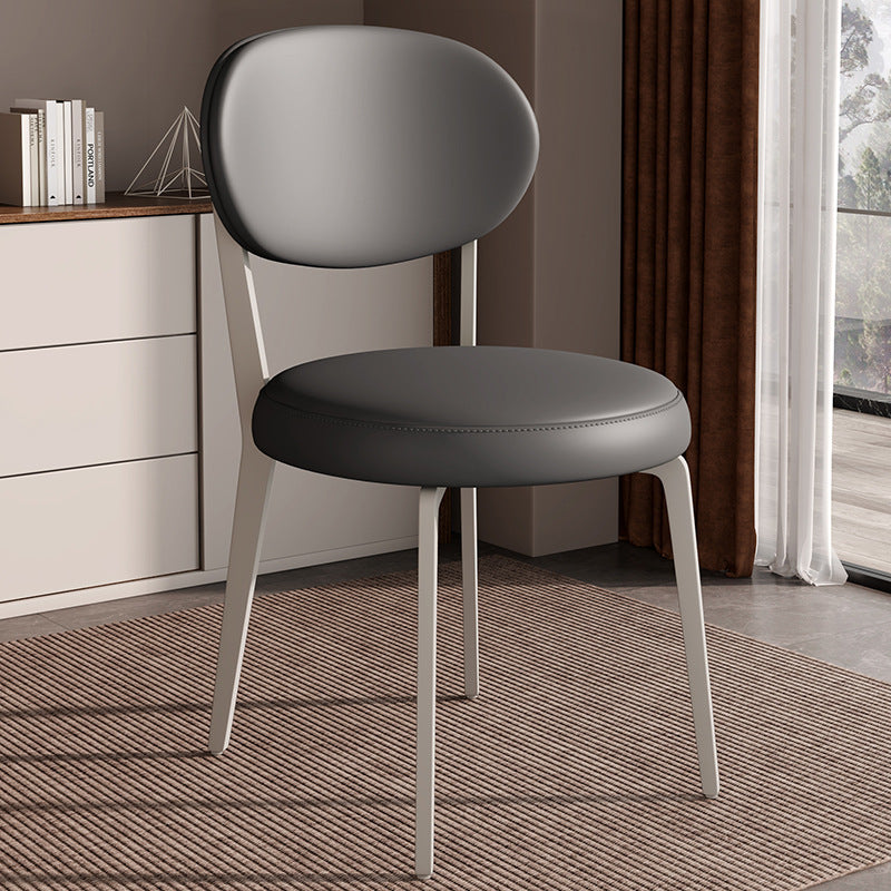 Modern Curved Leather Steel Dining Chair