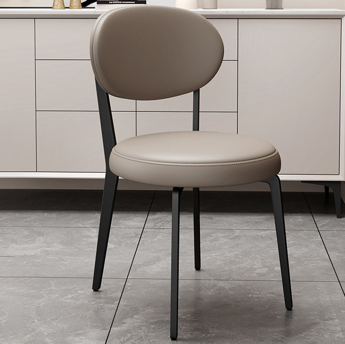 Modern Curved Leather Steel Dining Chair