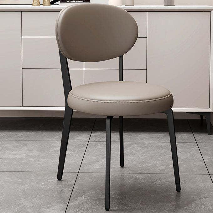 Modern Curved Leather Steel Dining Chair