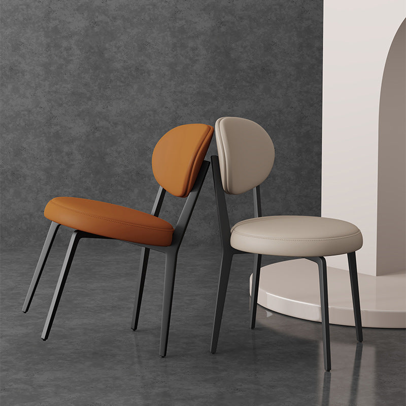 Modern Curved Leather Steel Dining Chair