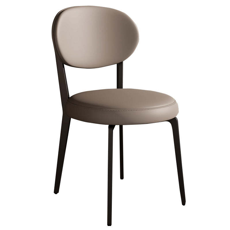 Modern Curved Leather Steel Dining Chair