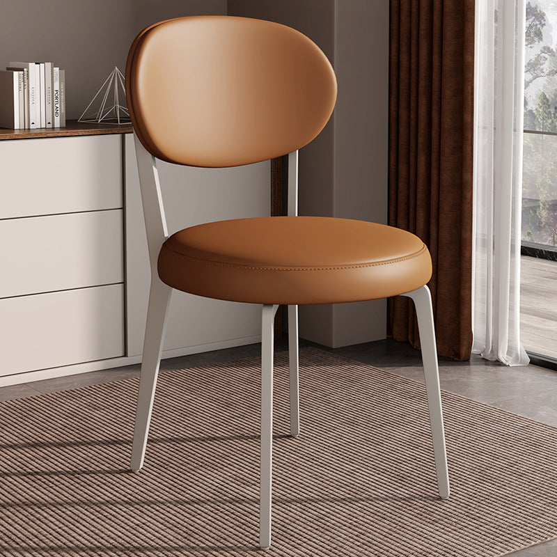 Modern Curved Leather Steel Dining Chair