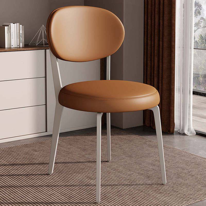 Modern Curved Leather Steel Dining Chair