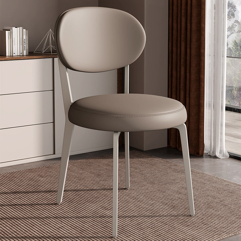 Modern Curved Leather Steel Dining Chair