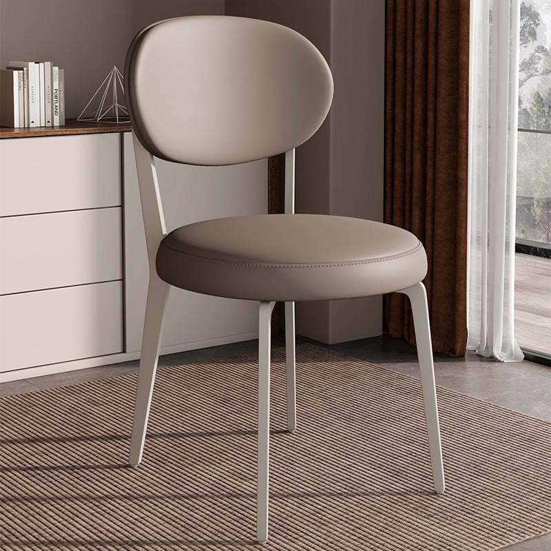 Modern Curved Leather Steel Dining Chair