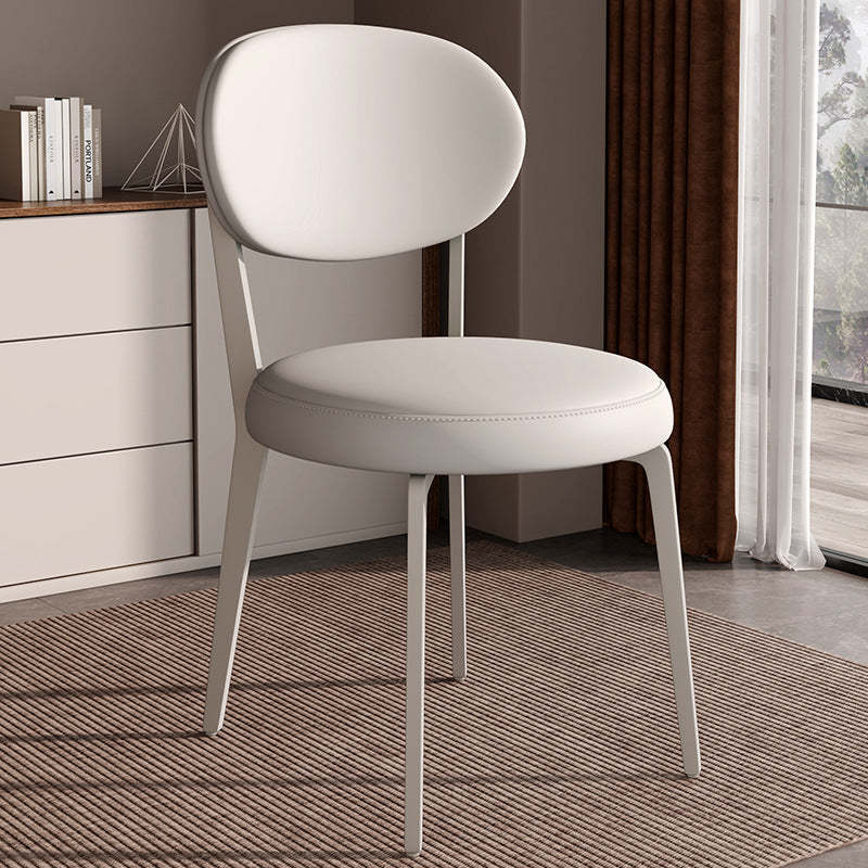 Modern Curved Leather Steel Dining Chair