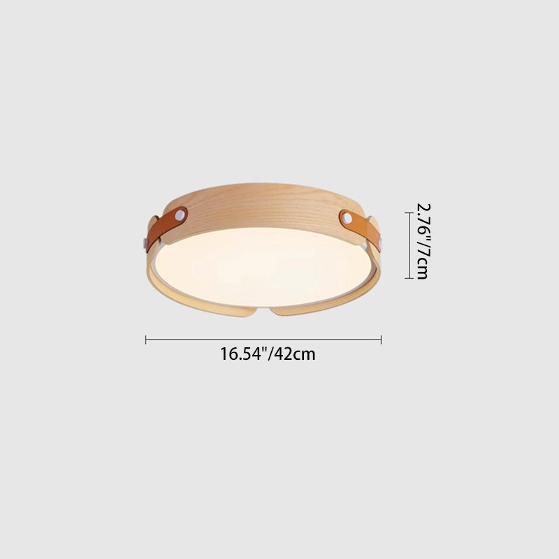 Nordic Round Wooden Edge LED Flush Mount Light