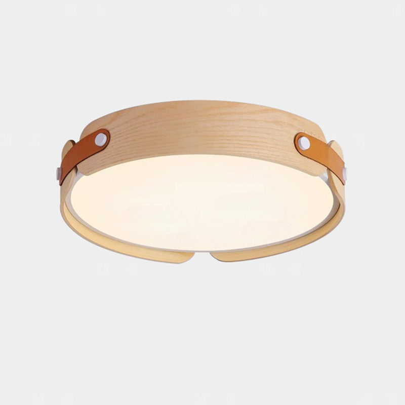 Nordic Round Wooden Edge LED Flush Mount Light
