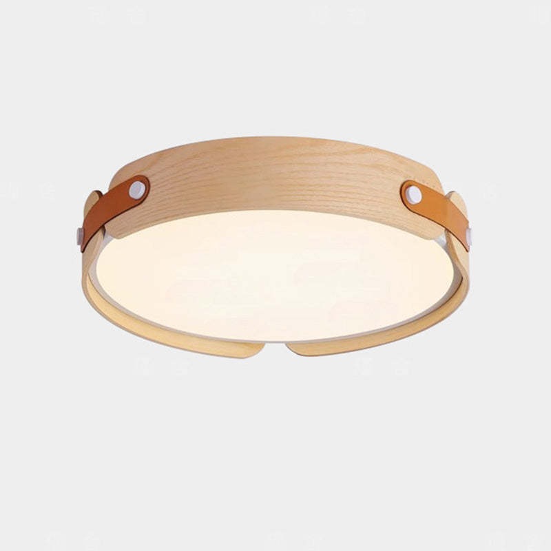 Nordic Round Wooden Edge LED Flush Mount Light