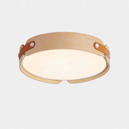 Nordic Round Wooden Edge LED Flush Mount Light