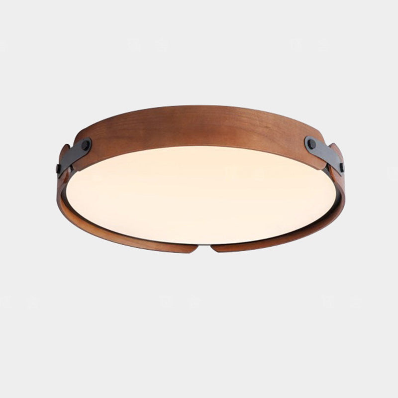 Nordic Round Wooden Edge LED Flush Mount Light