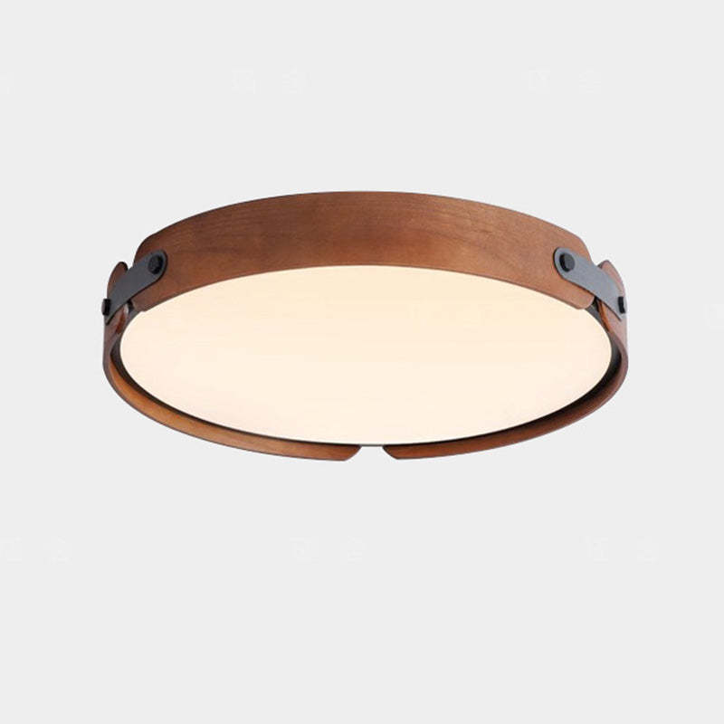 Nordic Round Wooden Edge LED Flush Mount Light