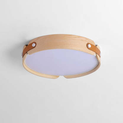 Nordic Round Wooden Edge LED Flush Mount Light