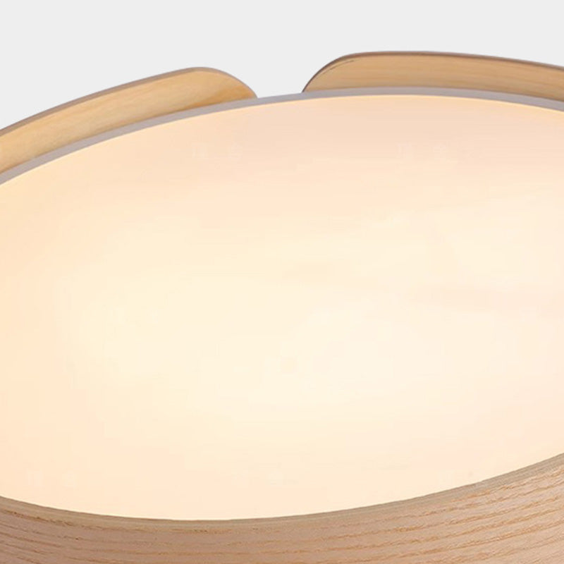 Nordic Round Wooden Edge LED Flush Mount Light