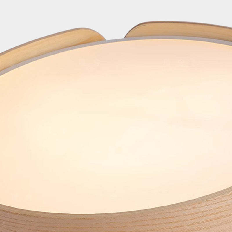 Nordic Round Wooden Edge LED Flush Mount Light