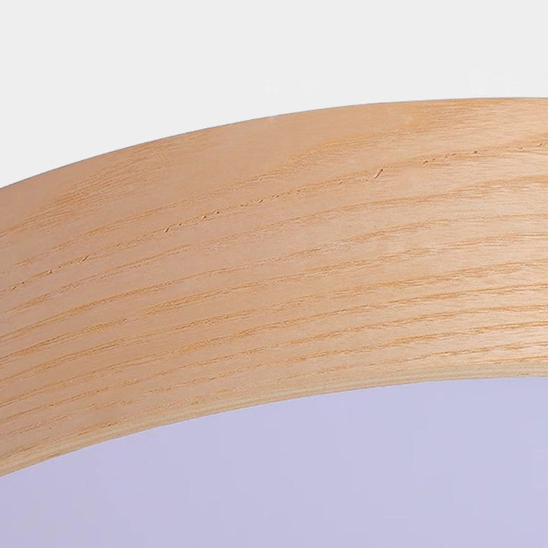 Nordic Round Wooden Edge LED Flush Mount Light