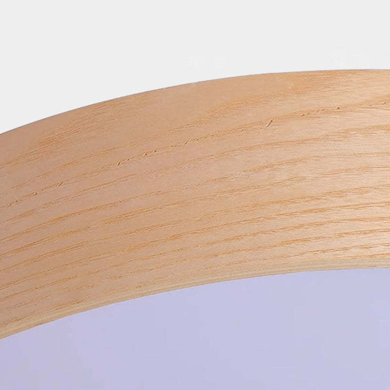 Nordic Round Wooden Edge LED Flush Mount Light