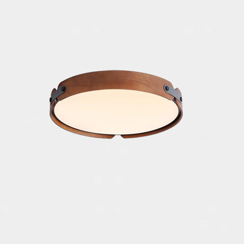 Nordic Round Wooden Edge LED Flush Mount Light