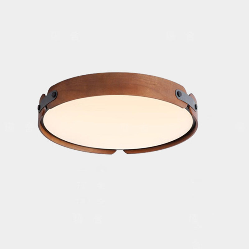 Nordic Round Wooden Edge LED Flush Mount Light