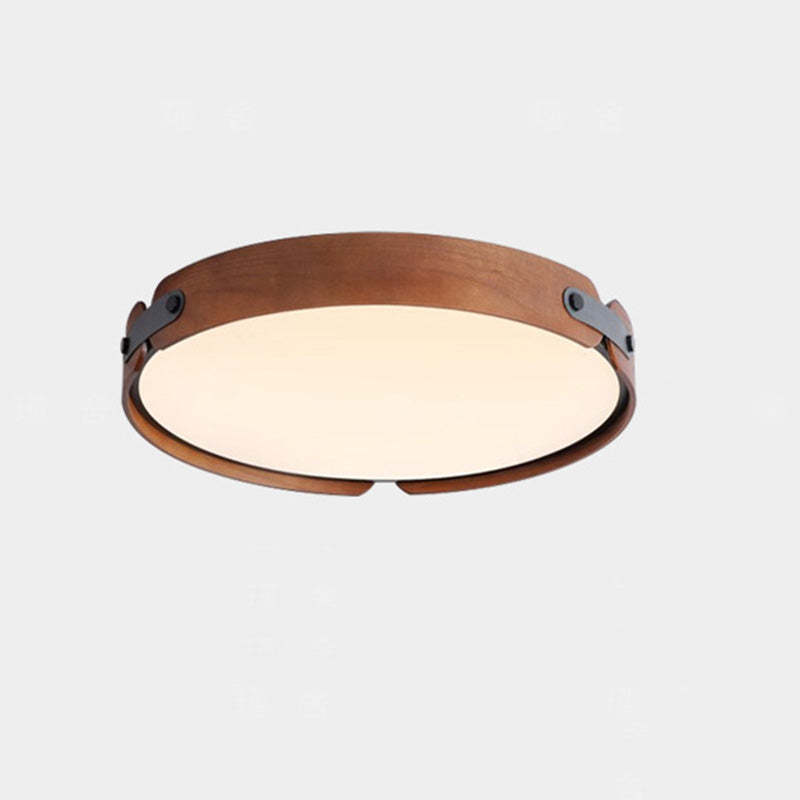 Nordic Round Wooden Edge LED Flush Mount Light