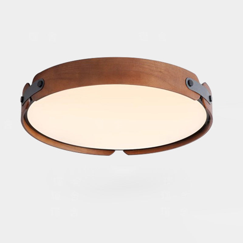 Nordic Round Wooden Edge LED Flush Mount Light