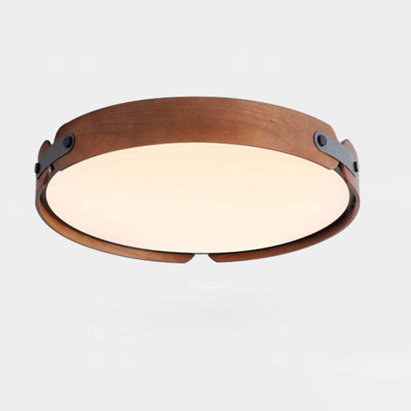 Nordic Round Wooden Edge LED Flush Mount Light
