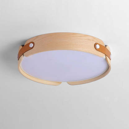 Nordic Round Wooden Edge LED Flush Mount Light
