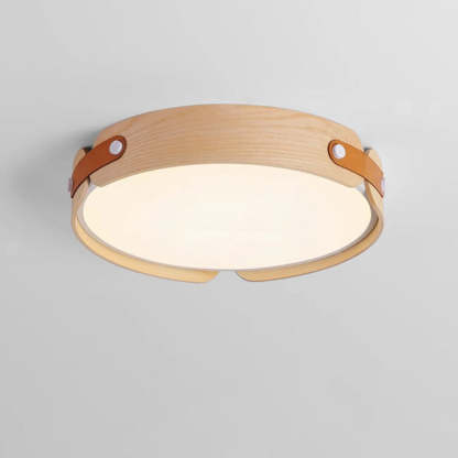 Nordic Round Wooden Edge LED Flush Mount Light