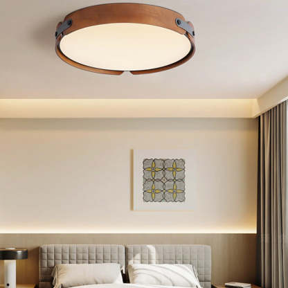 Nordic Round Wooden Edge LED Flush Mount Light