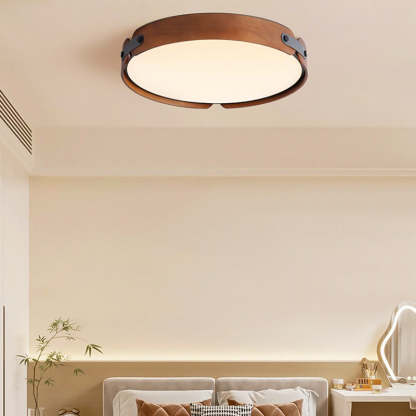 Nordic Round Wooden Edge LED Flush Mount Light
