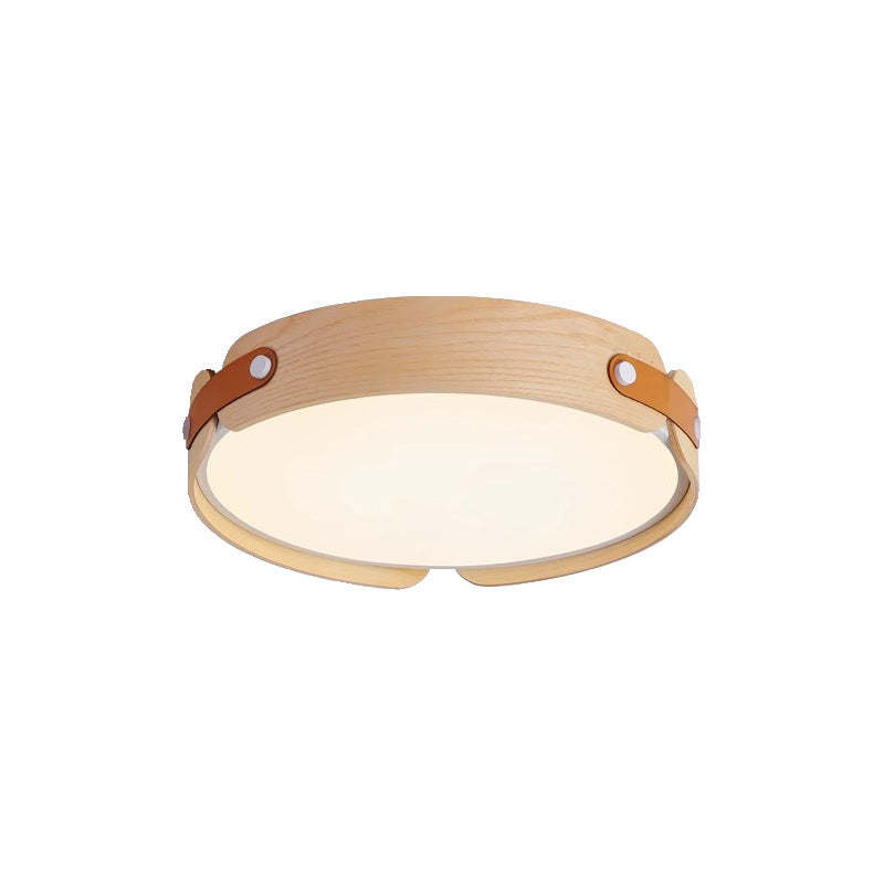 Nordic Round Wooden Edge LED Flush Mount Light