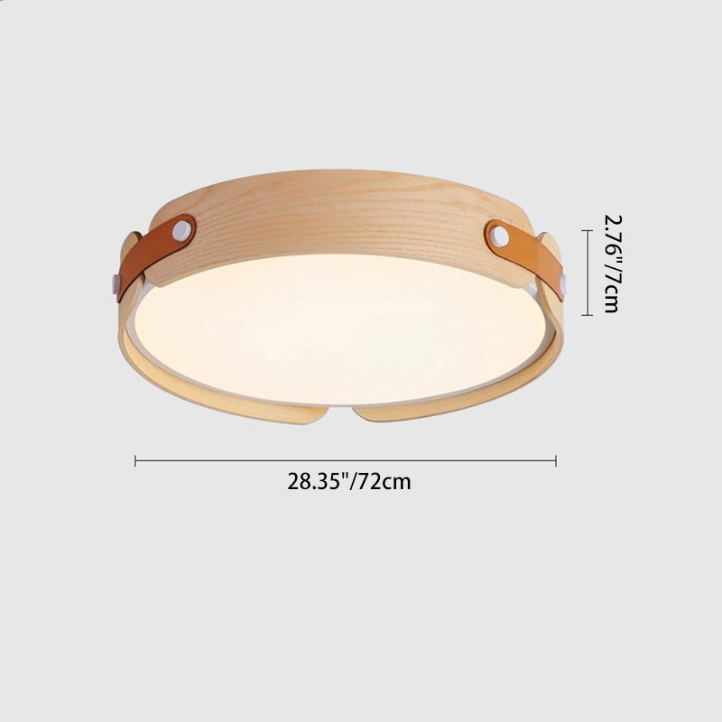 Nordic Round Wooden Edge LED Flush Mount Light