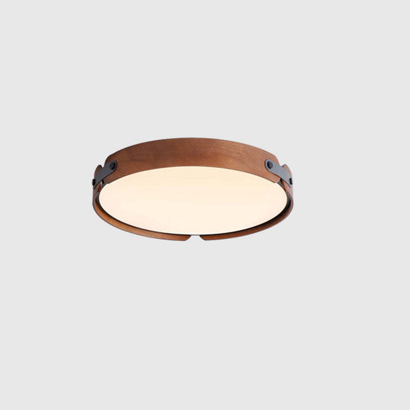 Nordic Round Wooden Edge LED Flush Mount Light