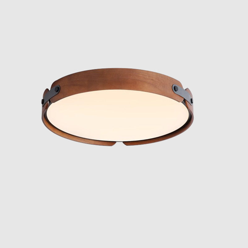 Nordic Round Wooden Edge LED Flush Mount Light