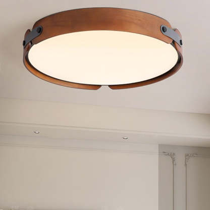 Nordic Round Wooden Edge LED Flush Mount Light