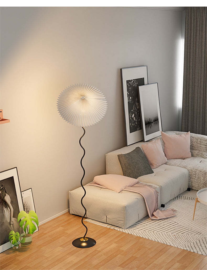 Japanese Fabric Iron Umbrella Floor Lamp